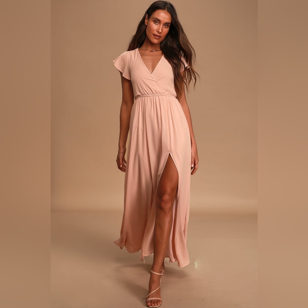 LULUS - "Lost in the Moment" blush pink formal maxi dress - Sz M